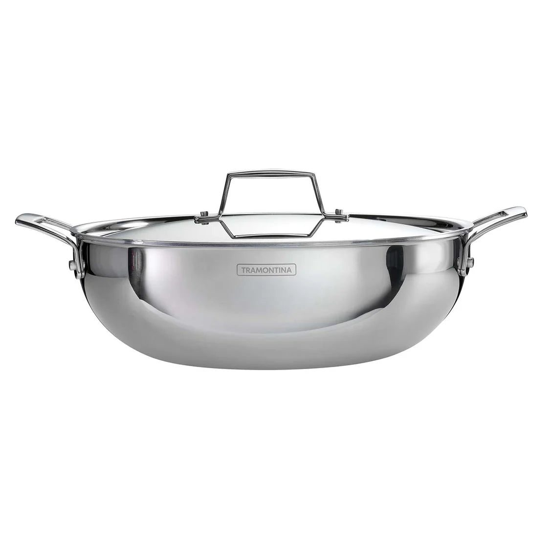 Tramontina Aeion Kadai with SS Lid (20, 24, 26, 30cm) Tri-Ply Clad Stainless Steel