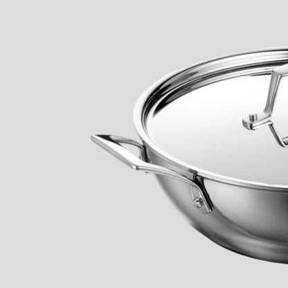 Tramontina Aeion Kadai with SS Lid (20, 24, 26, 30cm) Tri-Ply Clad Stainless Steel