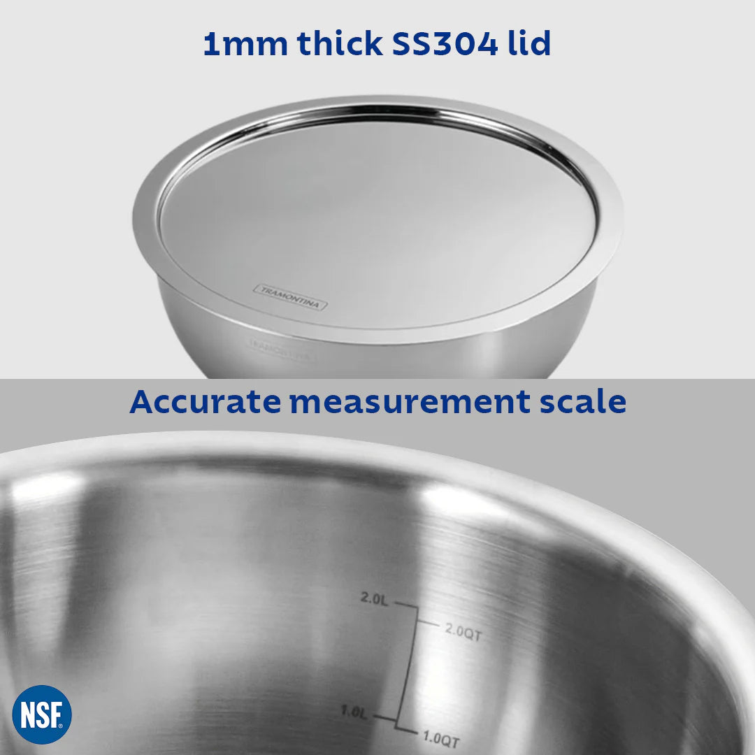 Tramontina Aeion Tasla with SS Lid (20, 22, 24, 26, 28cm) Tri-Ply Clad Stainless Steel