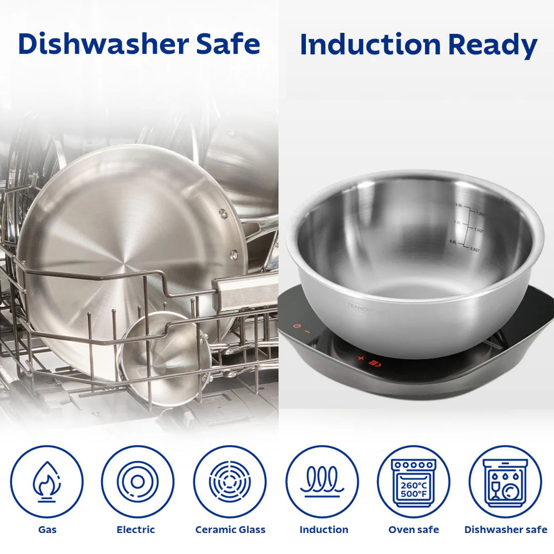 Tramontina Aeion Tasla with SS Lid (20, 22, 24, 26, 28cm) Tri-Ply Clad Stainless Steel