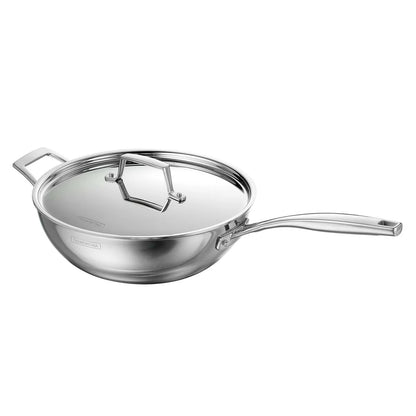 Tramontina Aeion Wok with SS Lid (26cm) Tri-Ply Clad Stainless Steel