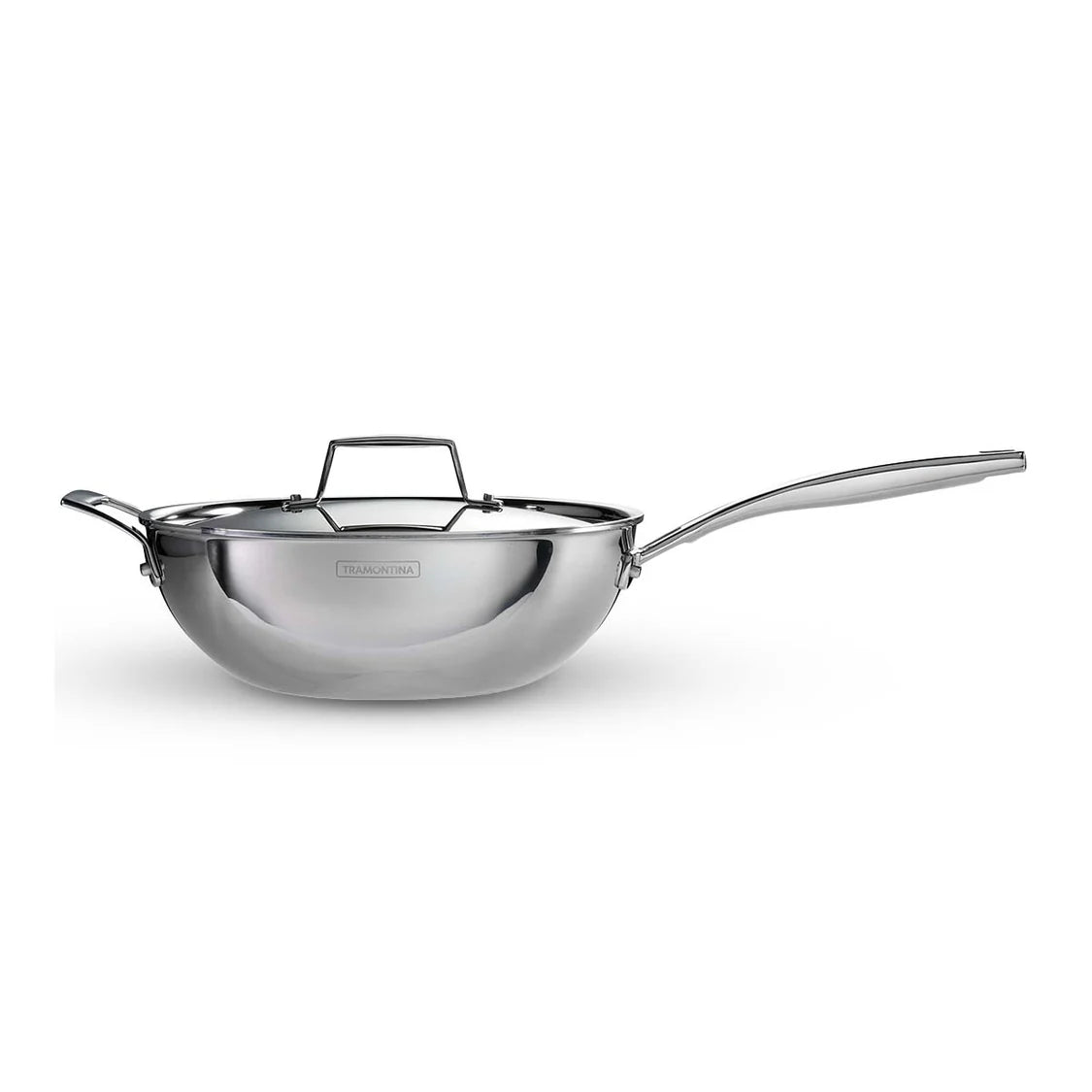 Tramontina Aeion Wok with SS Lid (26cm) Tri-Ply Clad Stainless Steel