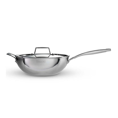 Tramontina Aeion Wok with SS Lid (26cm) Tri-Ply Clad Stainless Steel