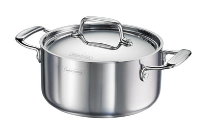 Tramontina Fusao Casserole with SS Lid (20, 24, 30cm)  Tri-Ply Clad Stainless Steel Ceramic Coated