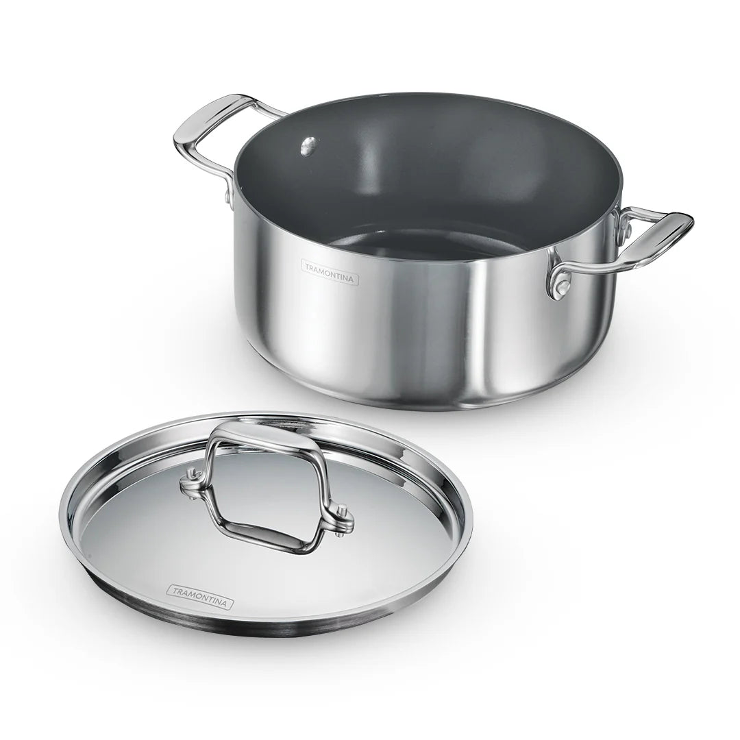 Tramontina Fusao Casserole with SS Lid (20, 24, 30cm)  Tri-Ply Clad Stainless Steel Ceramic Coated