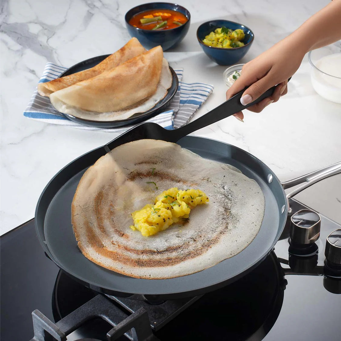 Tramontina Fusao Dosa Tawa (28, 30cm)  Tri-Ply Clad Stainless Steel Ceramic Coated