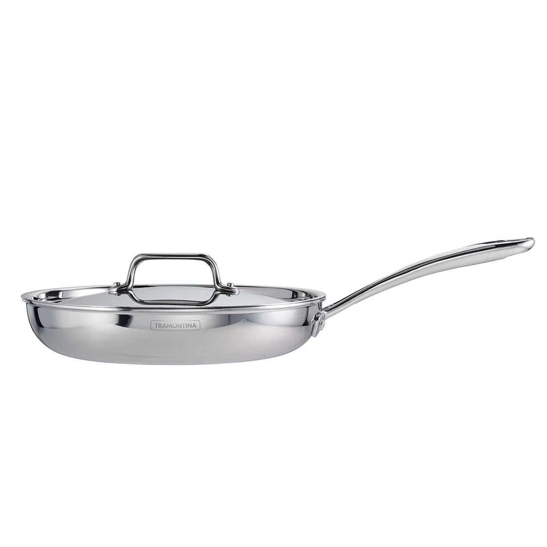 Tramontina Fusao Fry Pan With SS Lid (20, 24, 26cm) Tri-Ply Clad Stainless Steel Ceramic Coated