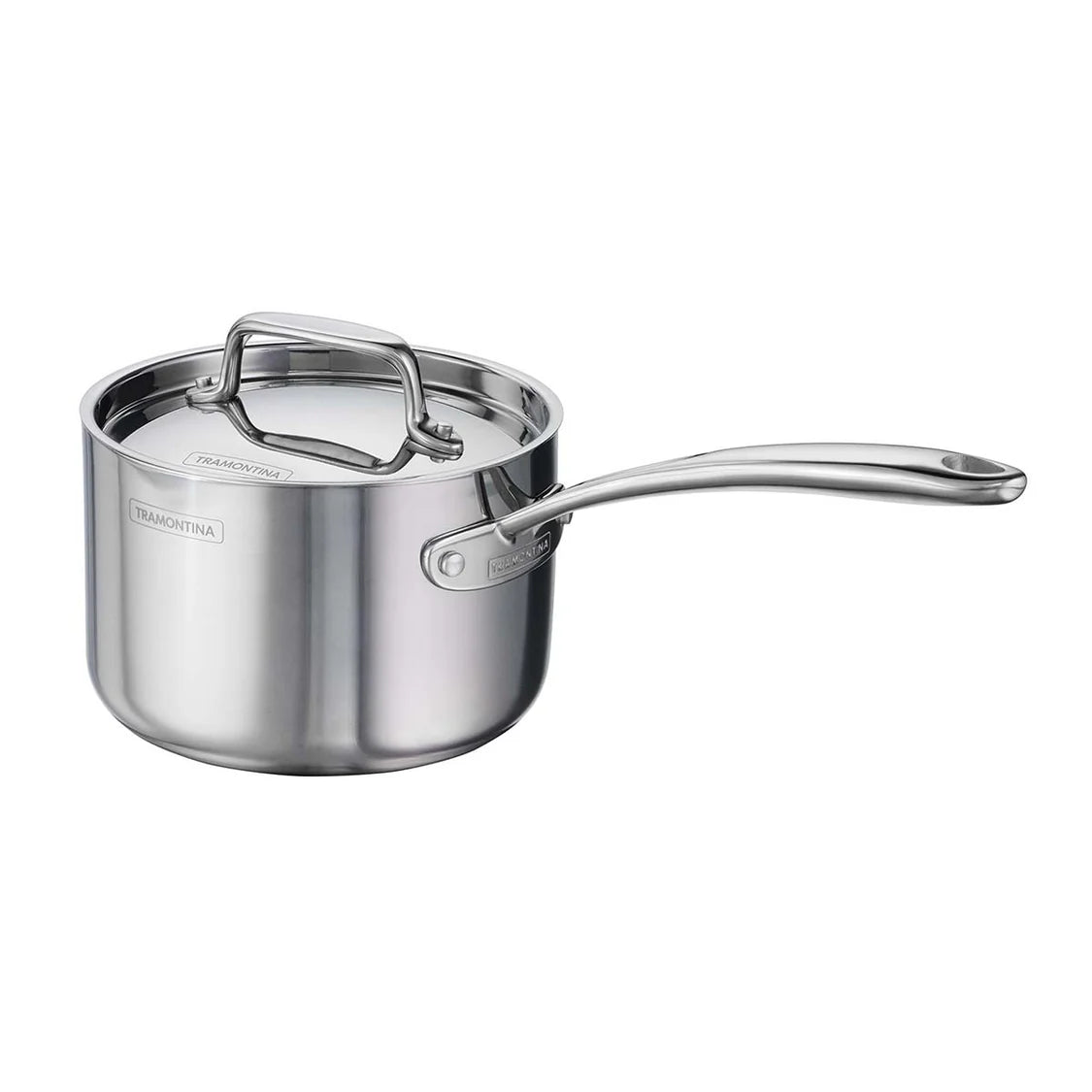 Tramontina Fusao Sauce Pan with SS Lid (16cm) Tri-Ply Clad Stainless Steel Ceramic Coated