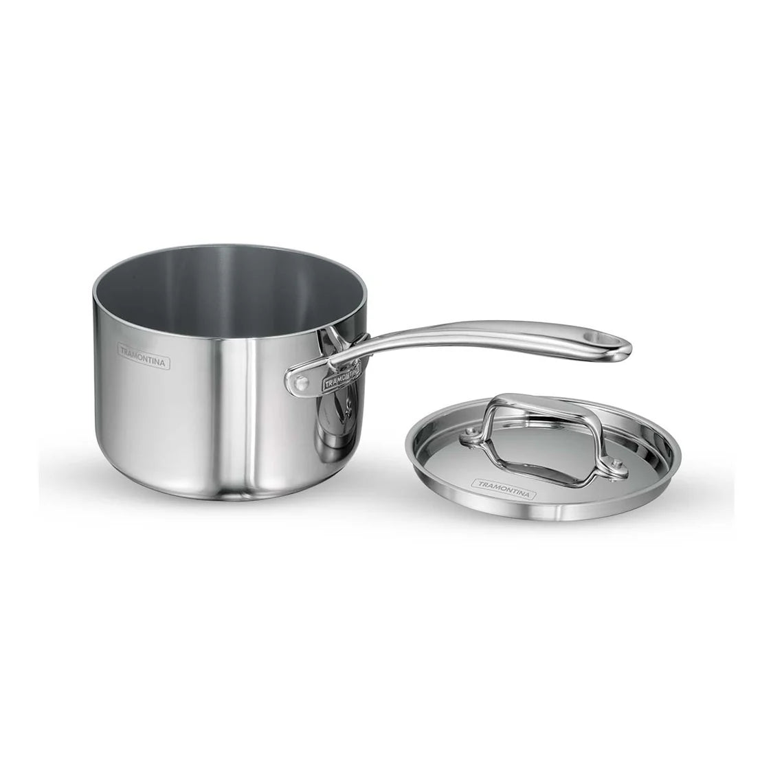 Tramontina Fusao Sauce Pan with SS Lid (16cm) Tri-Ply Clad Stainless Steel Ceramic Coated