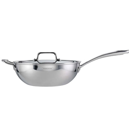 Tramontina Fusao Wok with SS Lid (24cm) Tri-Ply Clad Stainless Steel Ceramic Coated
