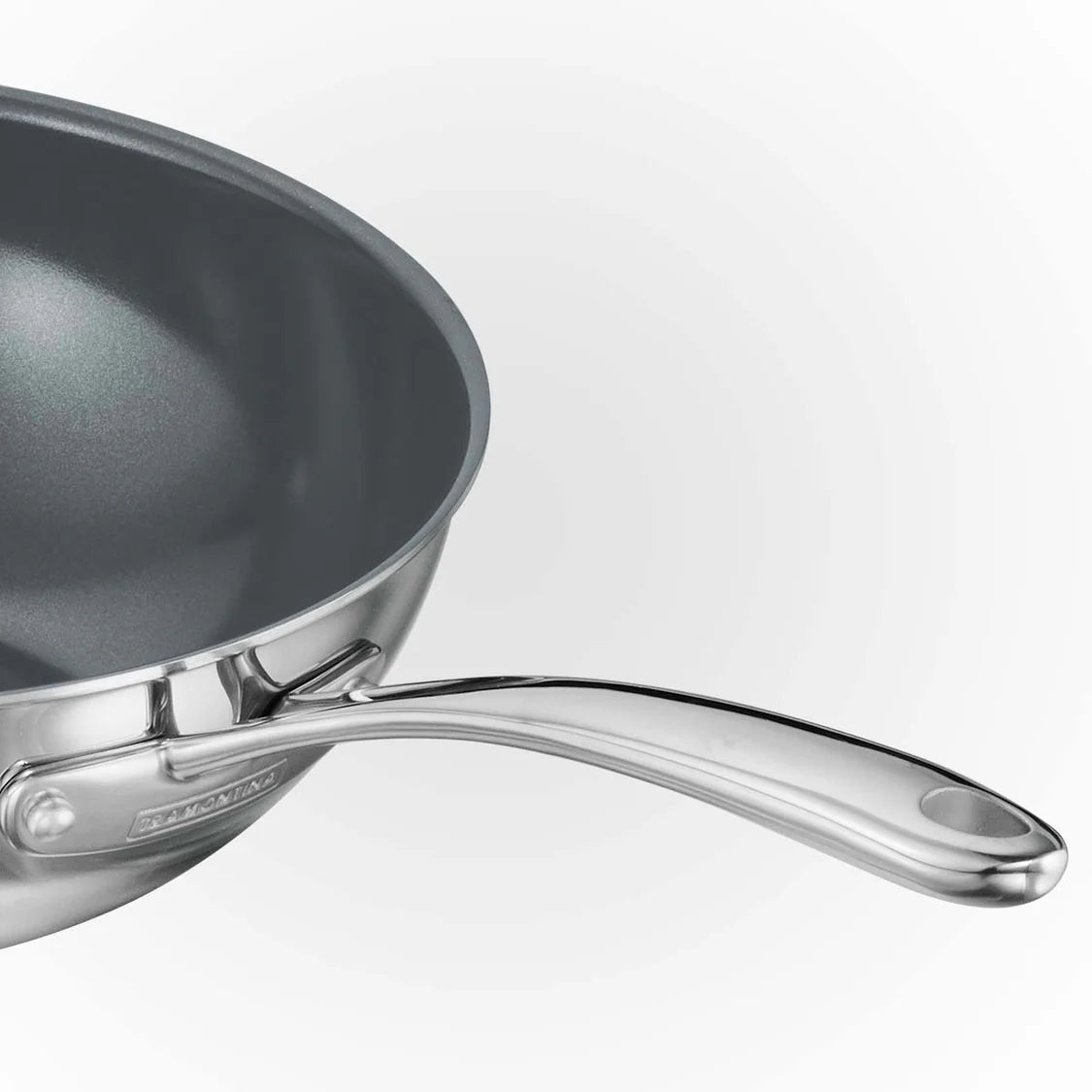 Tramontina Fusao Wok with SS Lid (24cm) Tri-Ply Clad Stainless Steel Ceramic Coated