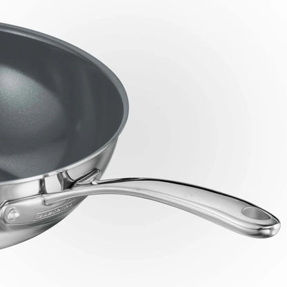 Tramontina Fusao Wok with SS Lid (24cm) Tri-Ply Clad Stainless Steel Ceramic Coated