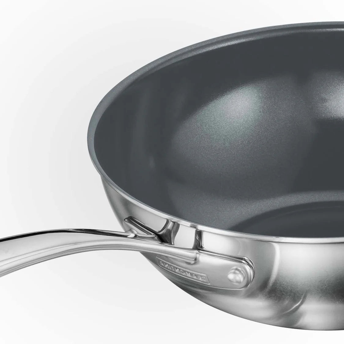 Tramontina Fusao Wok with SS Lid (24cm) Tri-Ply Clad Stainless Steel Ceramic Coated