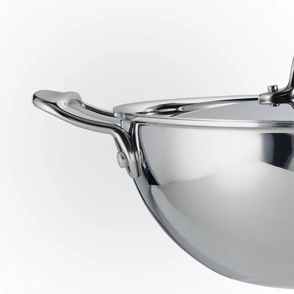 Tramontina Fusao Wok with SS Lid (24cm) Tri-Ply Clad Stainless Steel Ceramic Coated