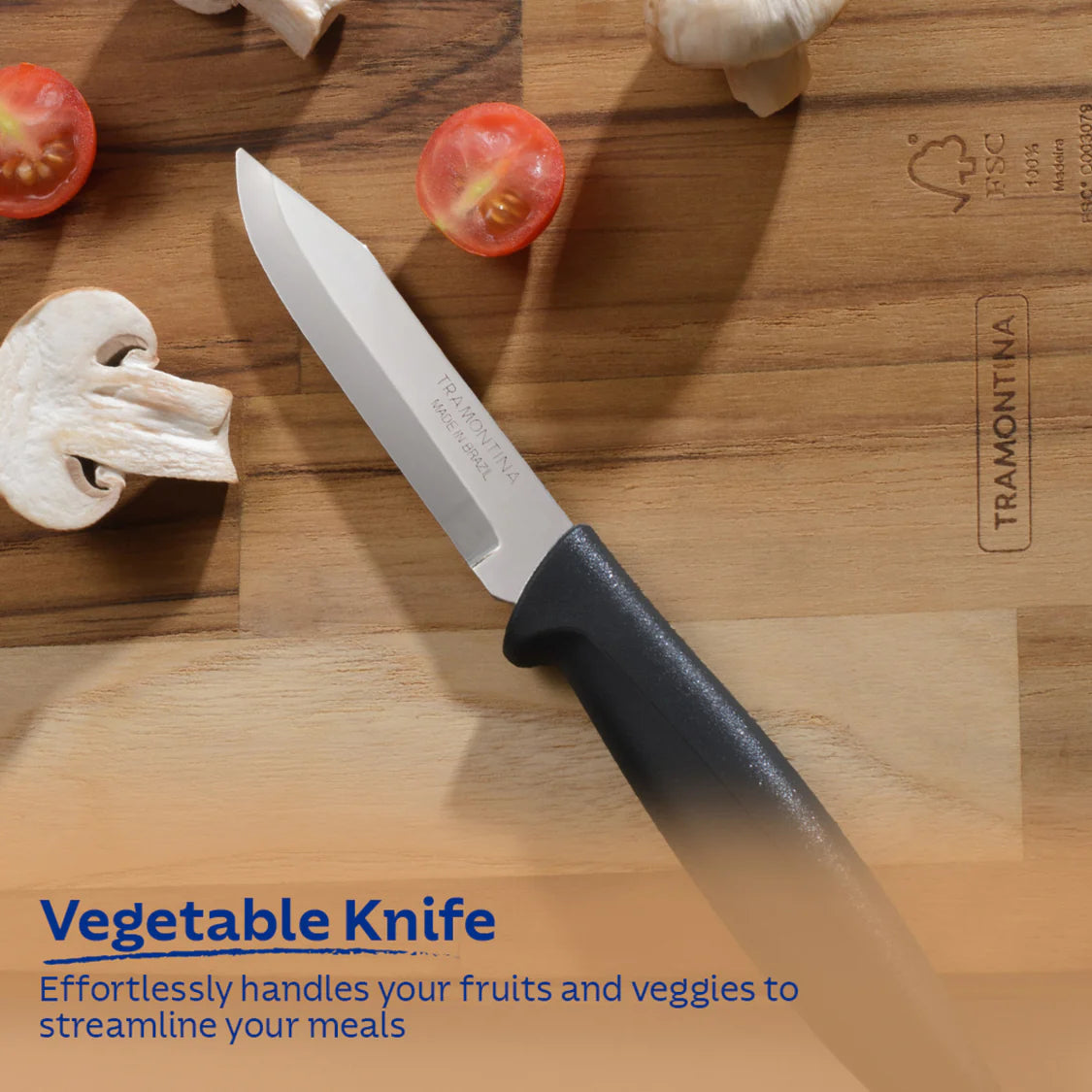 Tramontina Plenus Vegetable Knife 7cm Black