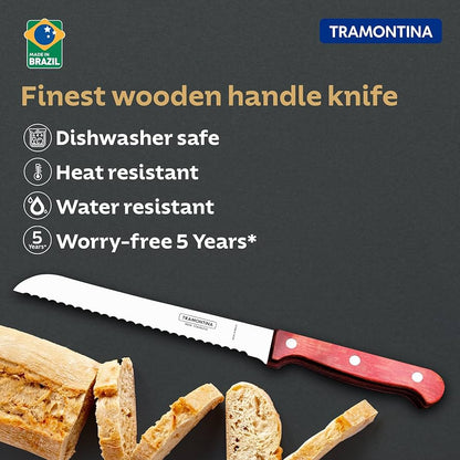 Tramontina Polywood Bread Knife 17cm Brown