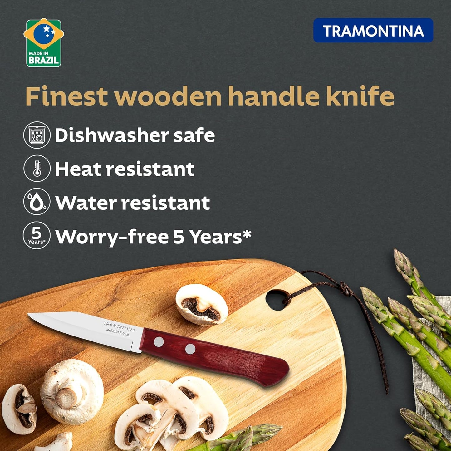 Tramontina Polywood Paring Knife 7cm Brown