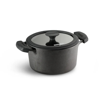 Tramontina Titanex Casserole with Glass Lid (20cm - 24cm)  Pre-Seasoned Cast Iron