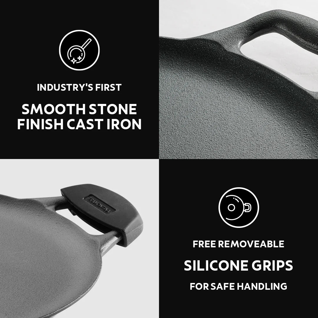 Tramontina Titanex Dosa Tawa - 2 sided Handles (30cm) Pre-Seasoned Cast Iron