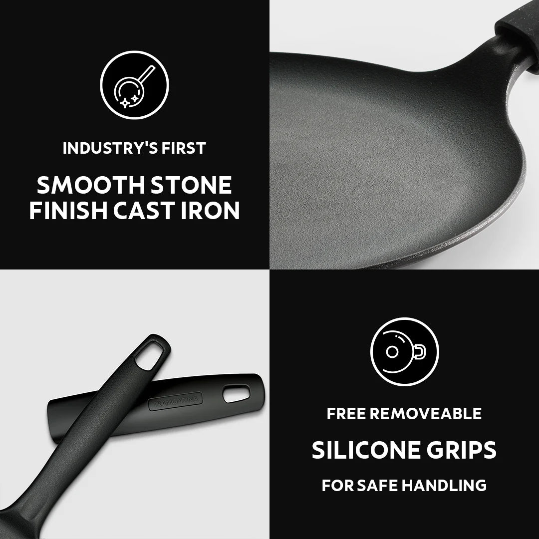 Tramontina Titanex Dosa Tawa (24, 28cm)  Pre-Seasoned Cast Iron