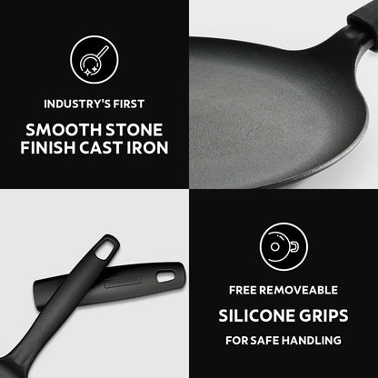 Tramontina Titanex Dosa Tawa (24, 28cm)  Pre-Seasoned Cast Iron