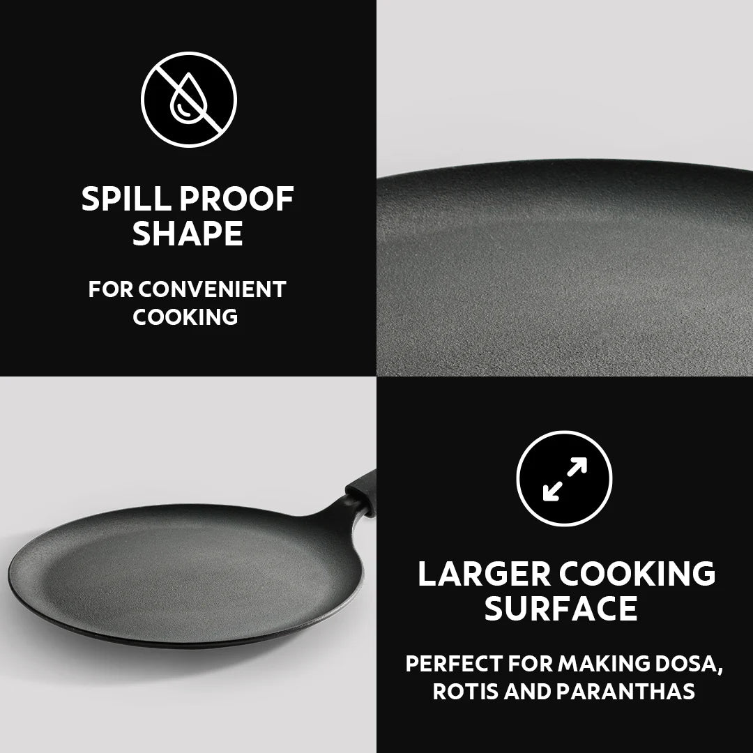 Tramontina Titanex Dosa Tawa (24, 28cm)  Pre-Seasoned Cast Iron