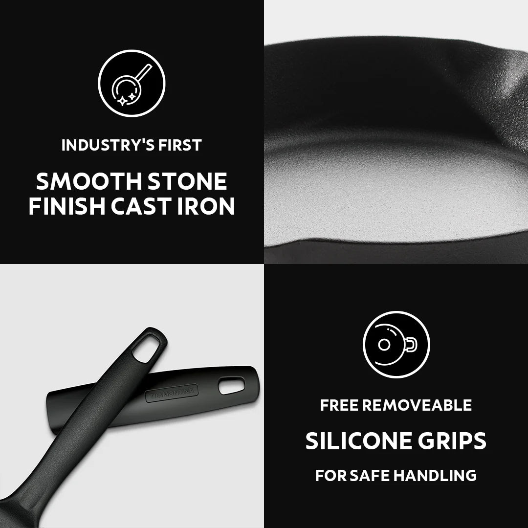 Tramontina Titanex Fry Pan (20, 22, 24cm) Pre-Seasoned Cast Iron