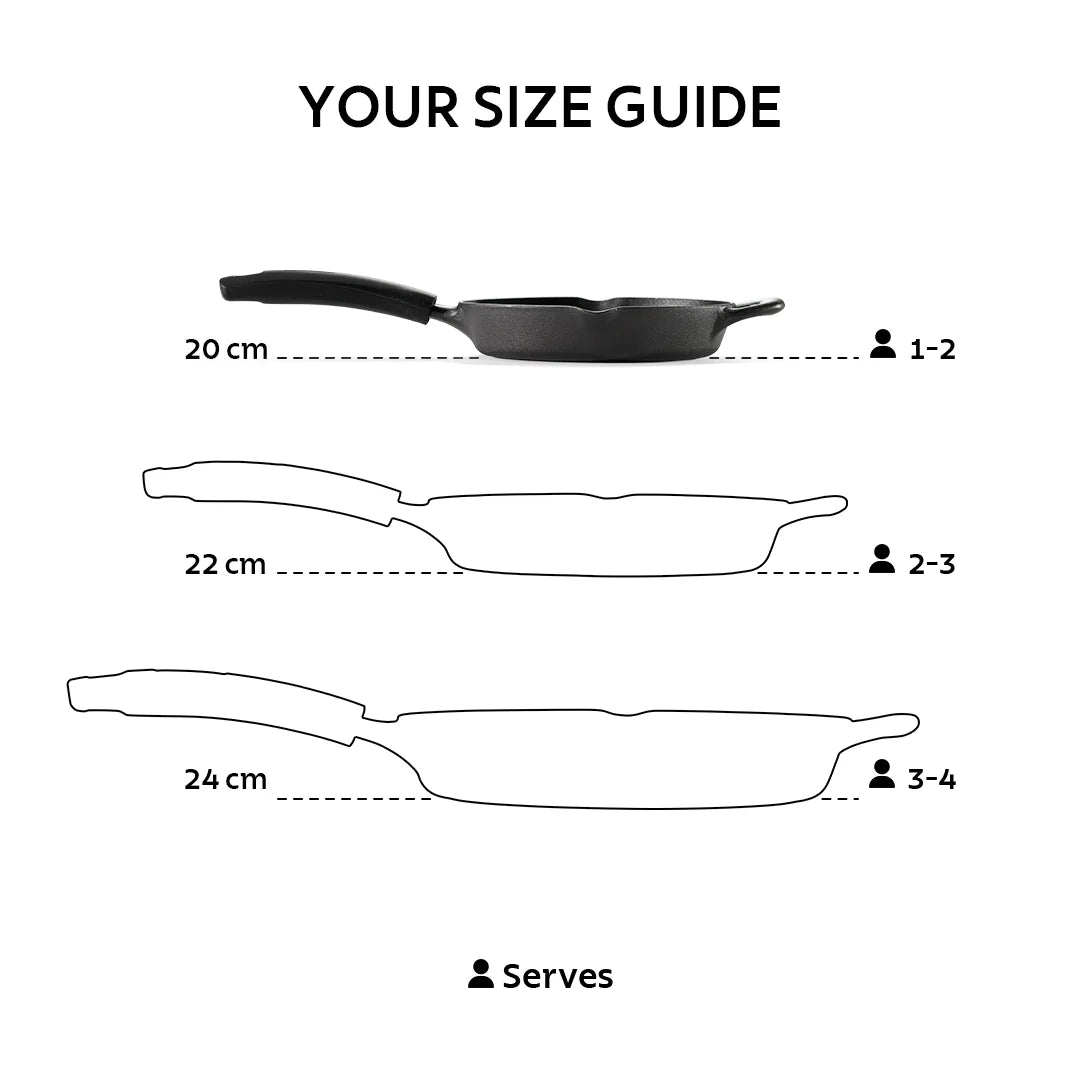 Tramontina Titanex Fry Pan (20, 22, 24cm) Pre-Seasoned Cast Iron