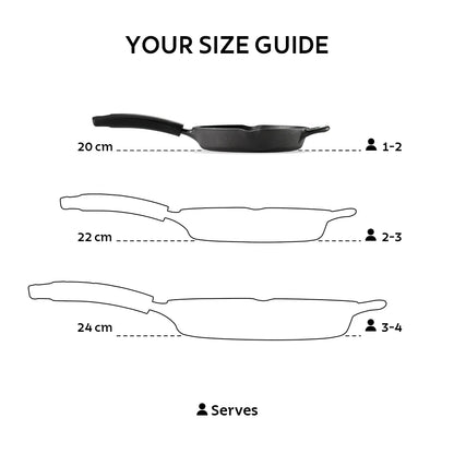 Tramontina Titanex Fry Pan (20, 22, 24cm) Pre-Seasoned Cast Iron