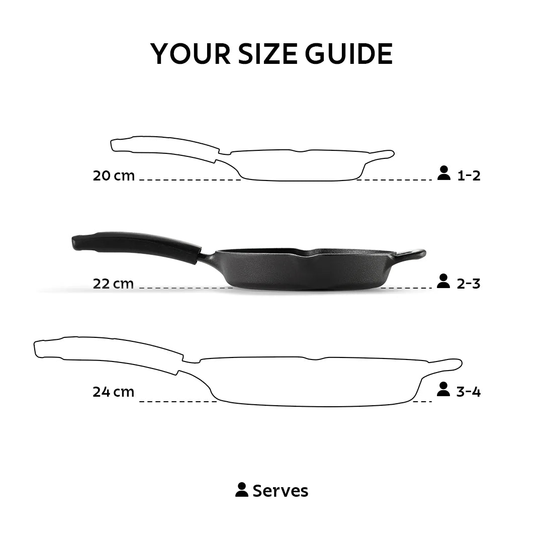 Tramontina Titanex Fry Pan (20, 22, 24cm) Pre-Seasoned Cast Iron