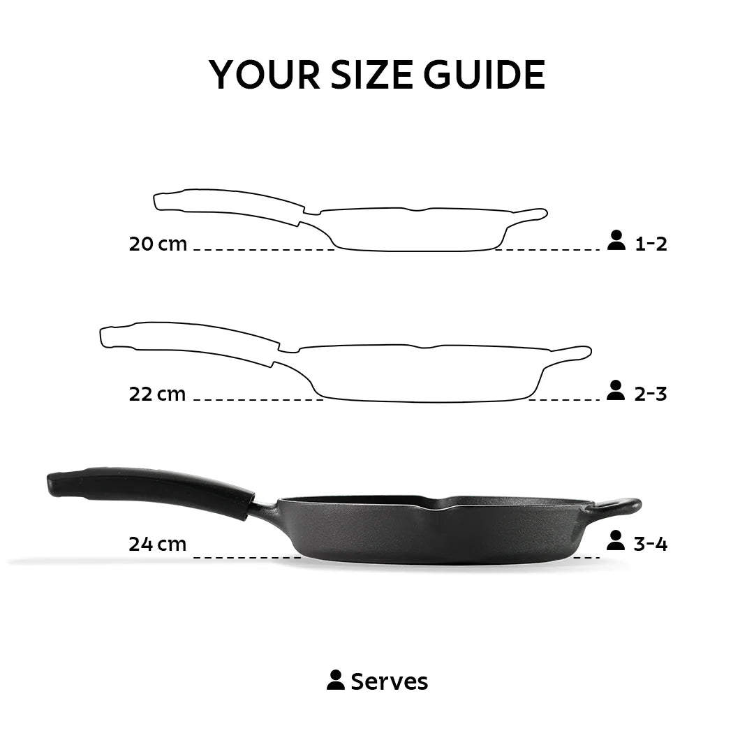 Tramontina Titanex Fry Pan (20, 22, 24cm) Pre-Seasoned Cast Iron