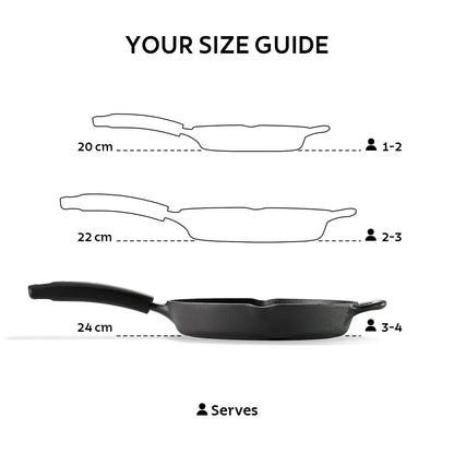 Tramontina Titanex Fry Pan (20, 22, 24cm) Pre-Seasoned Cast Iron