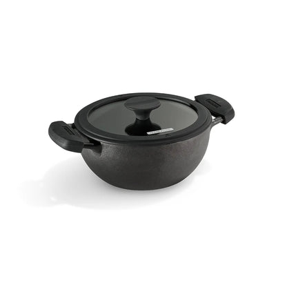 Tramontina Titanex Kadai with Glass Lid (20, 24, 26, 30cm) Pre-Seasoned Cast Iron