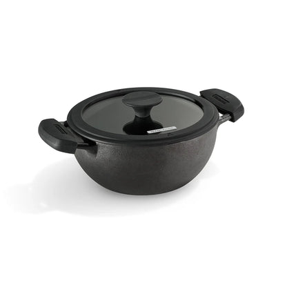 Tramontina Titanex Kadai with Glass Lid (20, 24, 26, 30cm) Pre-Seasoned Cast Iron