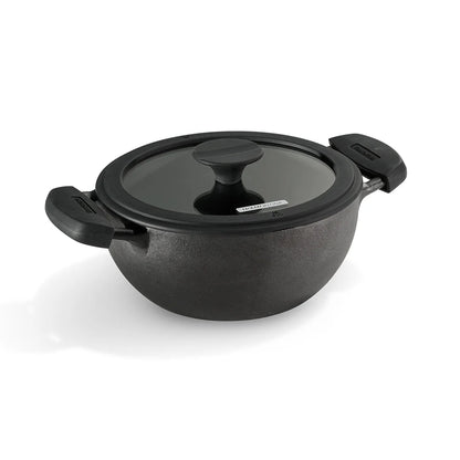 Tramontina Titanex Kadai with Glass Lid (20, 24, 26, 30cm) Pre-Seasoned Cast Iron