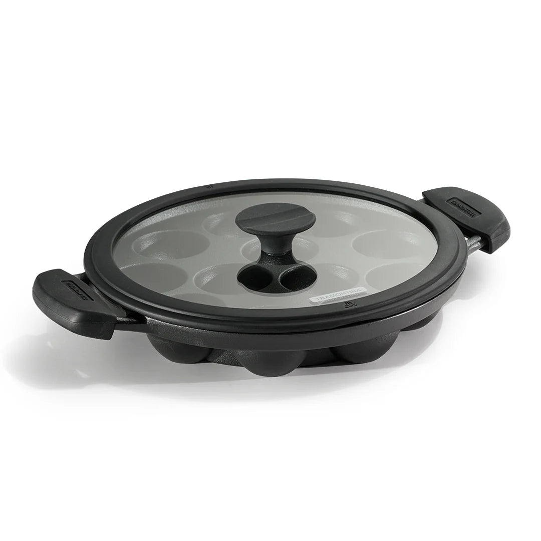 Tramontina Titanex Paniyarrakal with Glass Lid (20, 26cm)  Pre-Seasoned Cast Iron