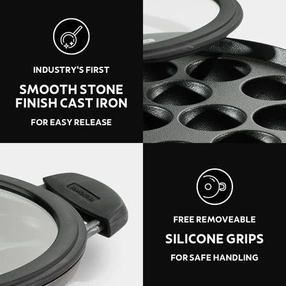 Tramontina Titanex Paniyarrakal with Glass Lid (20, 26cm)  Pre-Seasoned Cast Iron