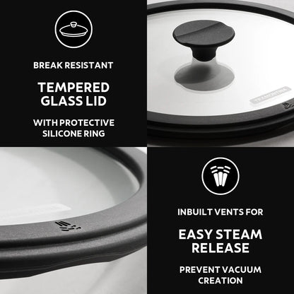 Tramontina Titanex Paniyarrakal with Glass Lid (20, 26cm)  Pre-Seasoned Cast Iron