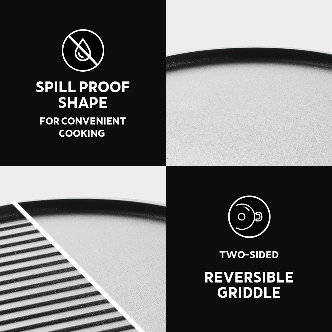 Tramontina Titanex Reversible Grill / Tawa (30cm) Pre-Seasoned Cast Iron