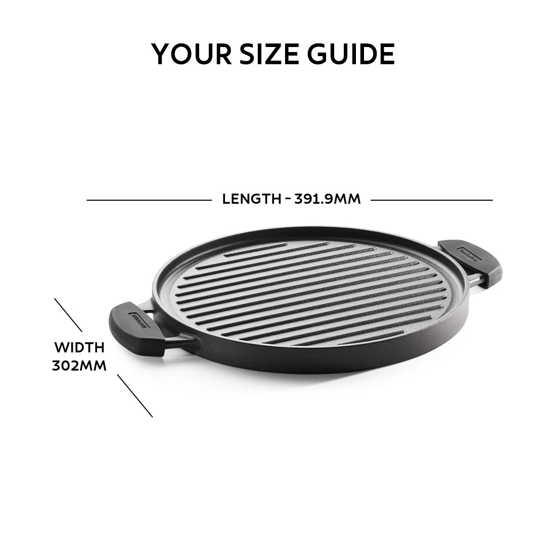 Tramontina Titanex Reversible Grill / Tawa (30cm) Pre-Seasoned Cast Iron