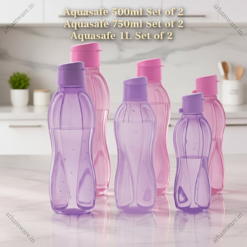 Tupperware Family Bottle Flip Cap Set of 6 (1ltr * 2, 750ml * 2, 500ml * 2)