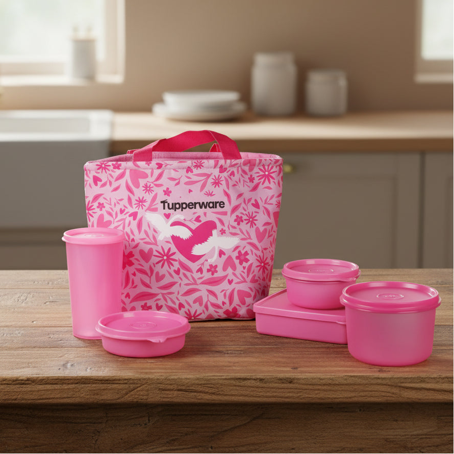 Tupperware Go Pink Lunch Set with Bag
