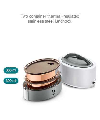 Vaya Tyffyn 600ml Thermal Vacuum Insulated with 2 inner containers (300ml *2 Copper Coated Inner Containers)