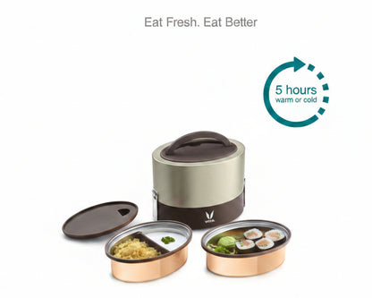 Vaya Tyffyn 600ml Thermal Vacuum Insulated with 2 inner containers (300ml *2 Copper Coated Inner Containers)