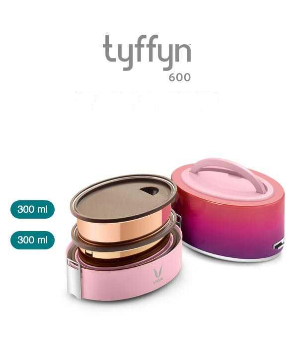 Vaya Tyffyn 600ml Printed Thermal Vacuum Insulated with 2 Copper Coated Inner Containers (300ml *2)