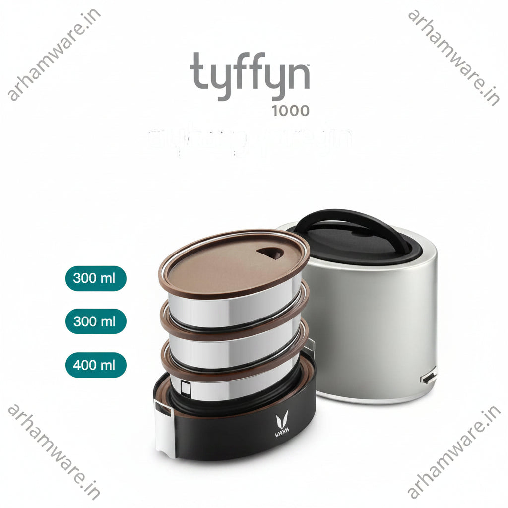 Vaya Tyffyn 1000ml Thermal Vacuum Insulated with 3 Stainless Steel Inner Containers (400ml * 1 & 300ml * 2)