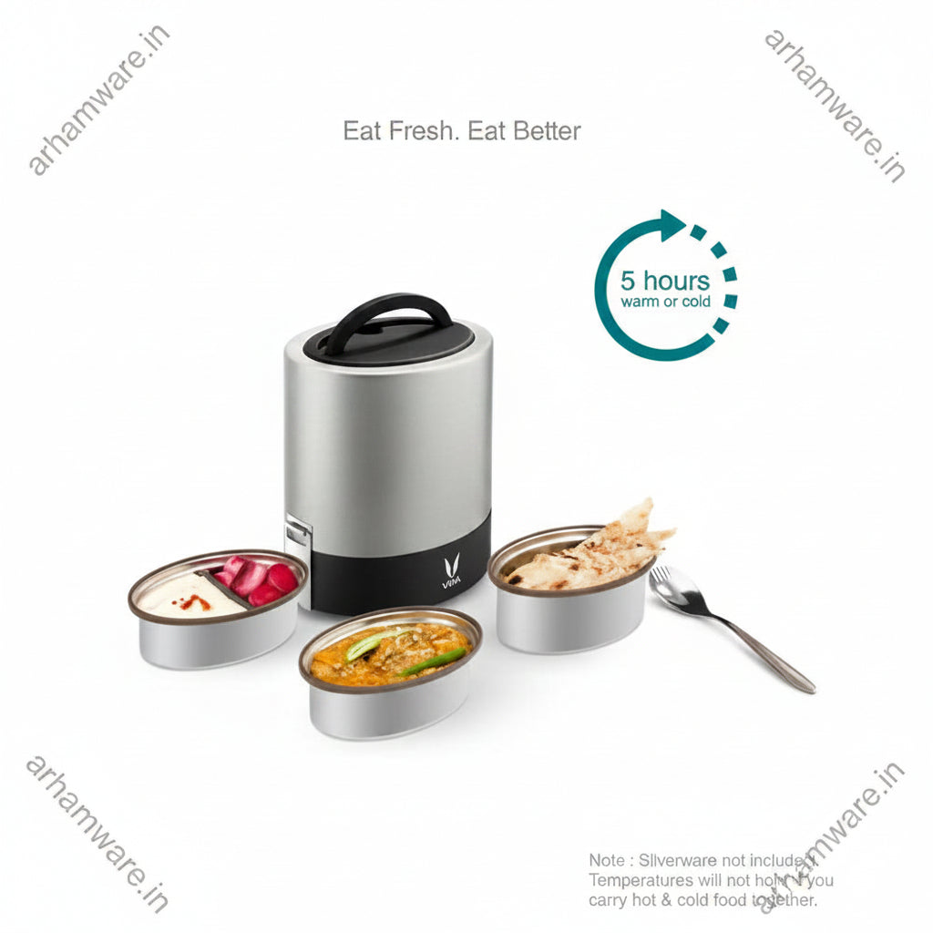 Vaya Tyffyn 1000ml Thermal Vacuum Insulated with 3 Stainless Steel Inner Containers (400ml * 1 & 300ml * 2)