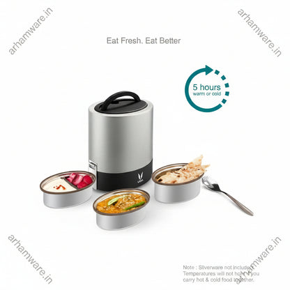 Vaya Tyffyn 1000ml Thermal Vacuum Insulated with 3 Stainless Steel Inner Containers (400ml * 1 & 300ml * 2)