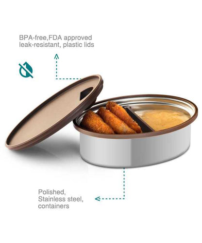 Vaya Tyffyn 1300ml Thermal Vacuum Insulated with 4 inner containers (400ml * 1 + 300ml * 3 Stainless Steel Inner Containers)