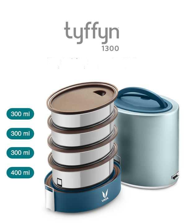 Vaya Tyffyn 1300ml Thermal Vacuum Insulated with 4 inner containers (400ml * 1 + 300ml * 3 Stainless Steel Inner Containers)